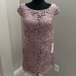 JJS HOUSE women’s dusty rose lace mini dress size‎ medium see measurements